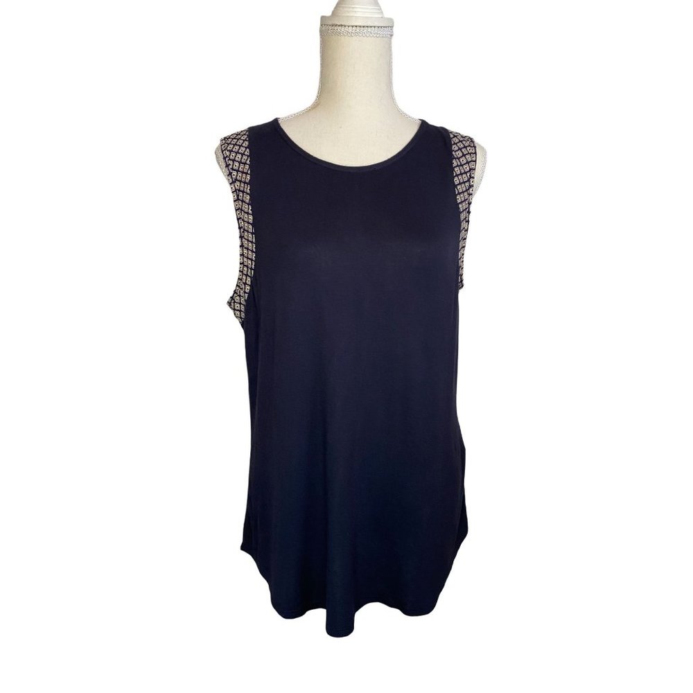 Anthropologie W5 Women's Tank Top, Boho, Size Large, Navy